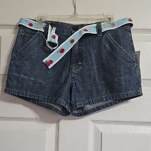 Denim Women's Shorts with Strawberry Belt